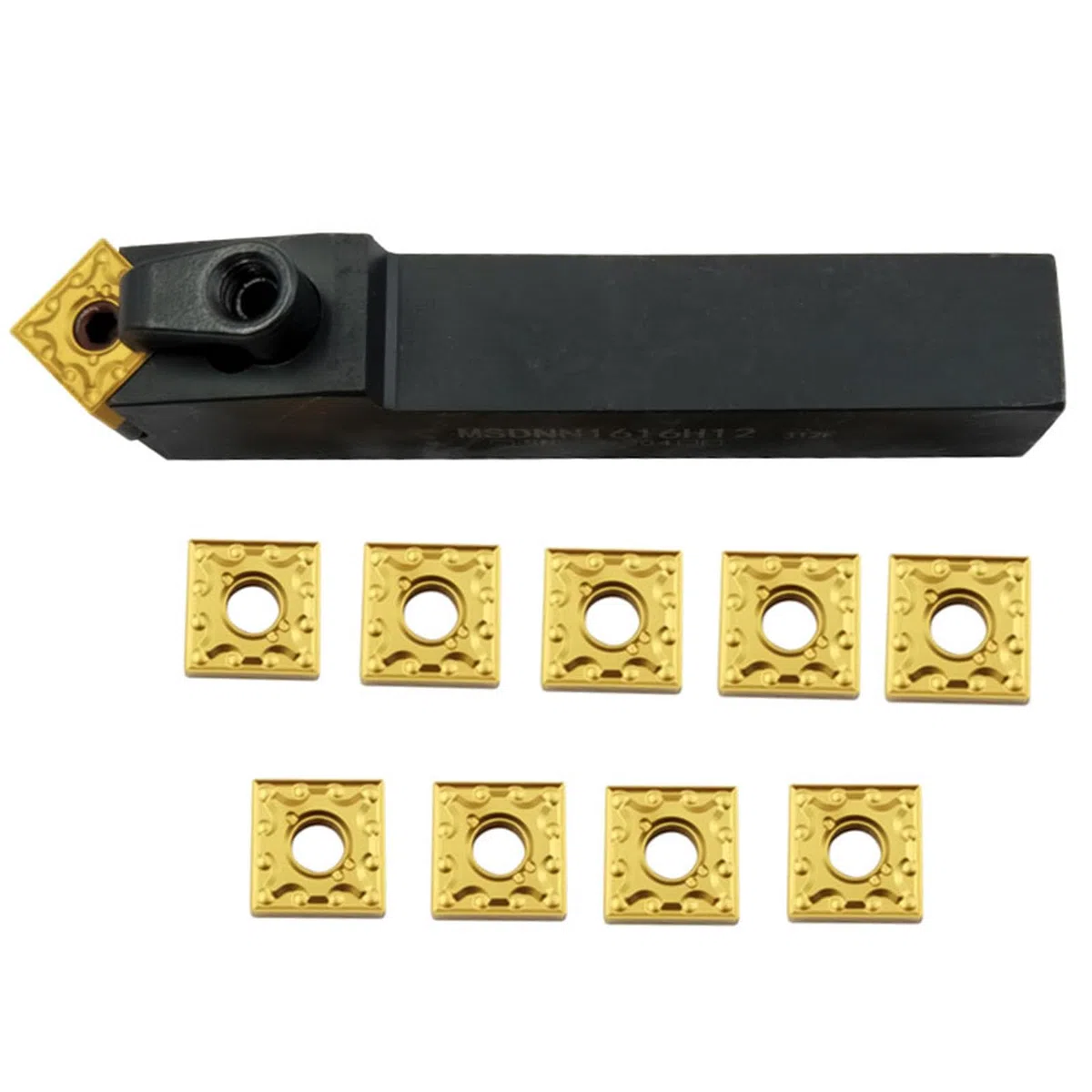 5/8" Barra de mandrinado para herramientas de torneado MSDNN1616H12 Portaherramientas de torneado externo de torno y 10 piezas SNMG120404-MA/ SNMG432 de inserto de carburo