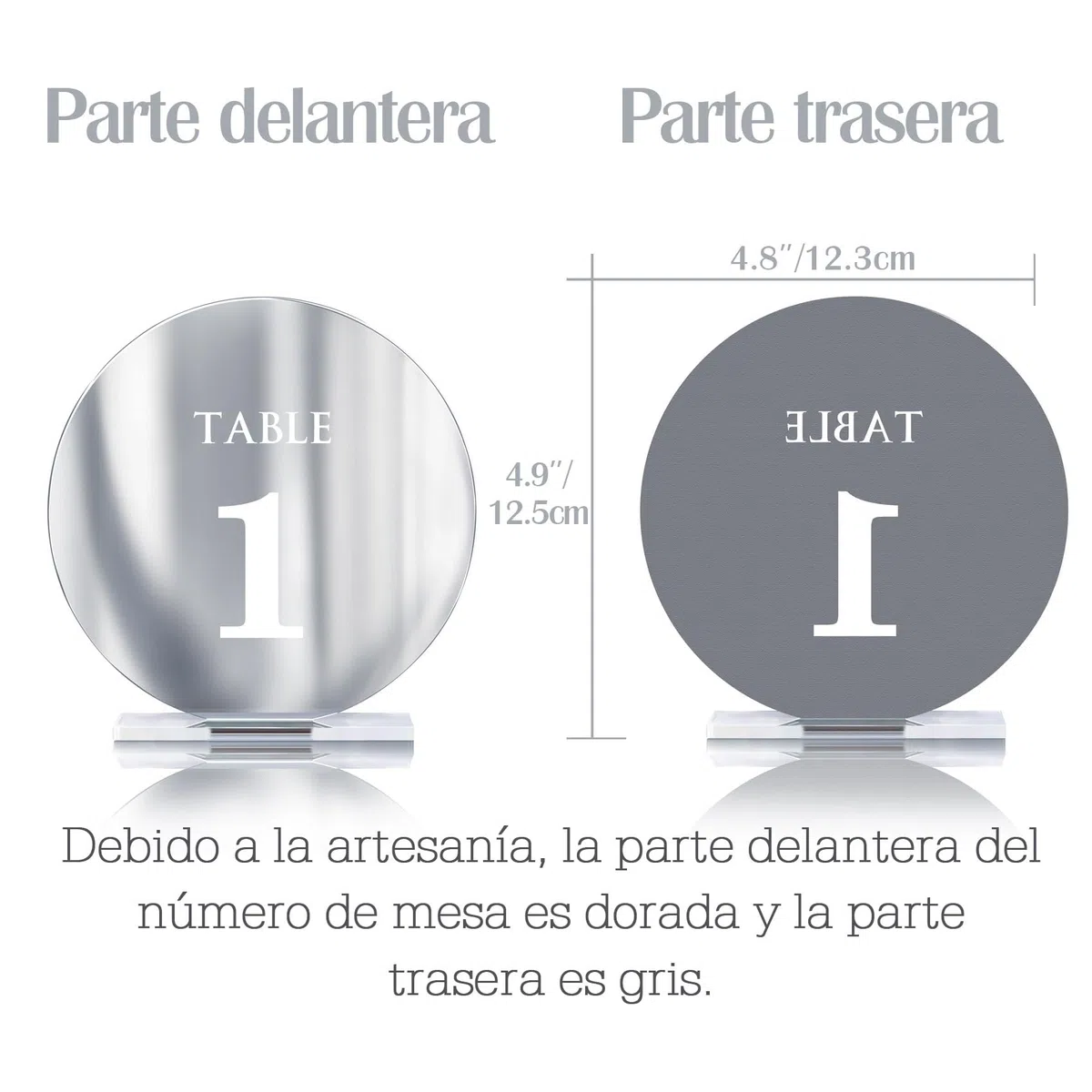 Números acrílicos para mesa de boda del 1 al 15 con soportes, 4.8 pulgadas de espejo redondo dorado para recepción de boda, fiesta, evento, decoración de centros de mesa (plata, 1-15)