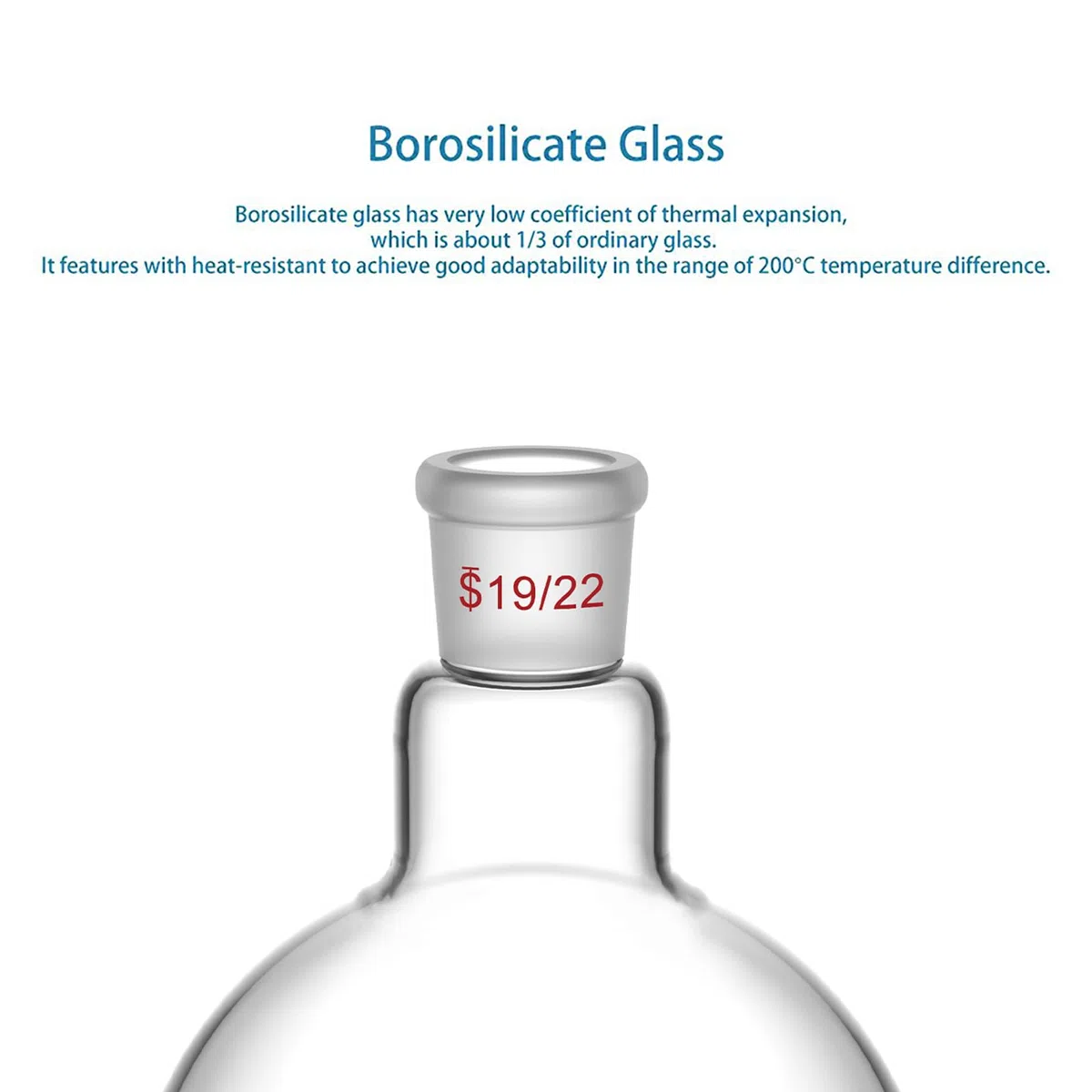 StonyLab Frasco RBF de borosilicato vidrio redondo, cuello redondo, 500mL, con junta exterior estándar 19/22-500ml