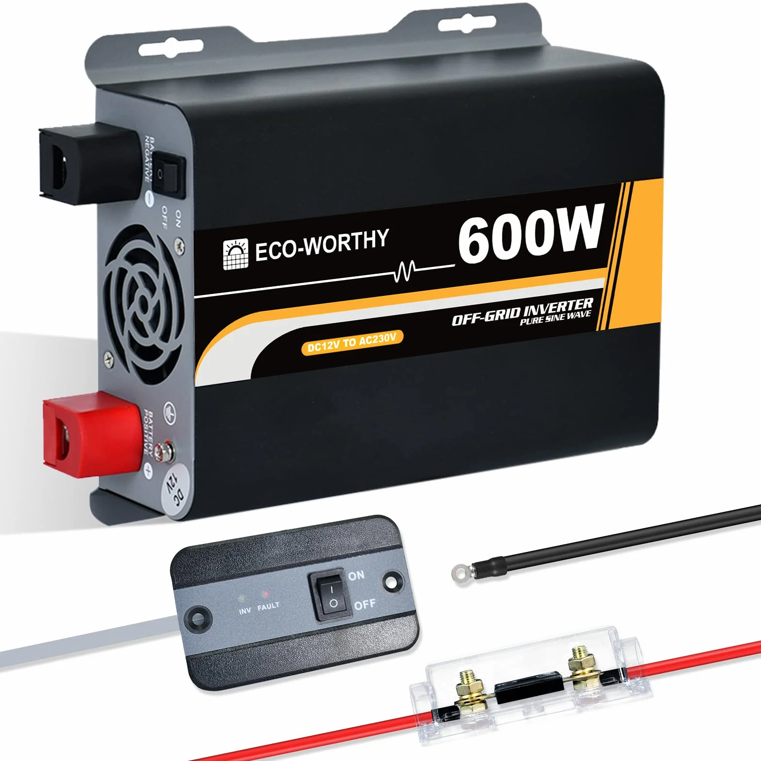 ECO-WORTHY - Inversor Solar de 600 W, Onda para Coches, autocaravanas, caravanas, Camping y Sistema Solar
