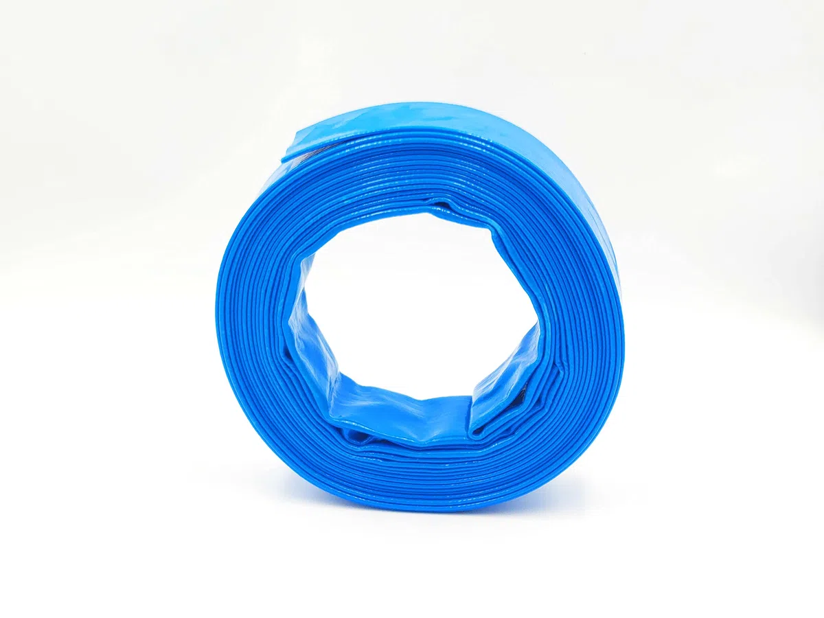 Manguera plana de PVC de 3 pulgadas, 76 mm, 10 m, color azul