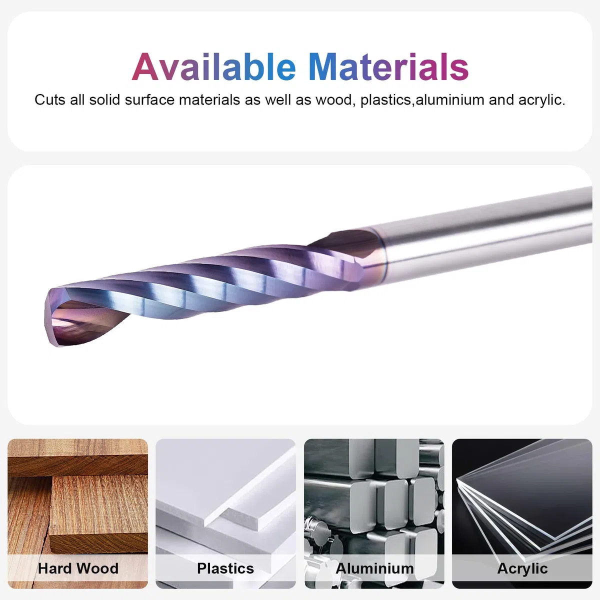 SpeTool Fresas 6mm para Aluminio Fresa 1 Flauta de Carburo de Tungsteno Sólido Fresa CNC con Revestimiento TAC Longitud de Corte de 32mm Fresas para Madera Acrílico Aluminio Plástico PVC MDF