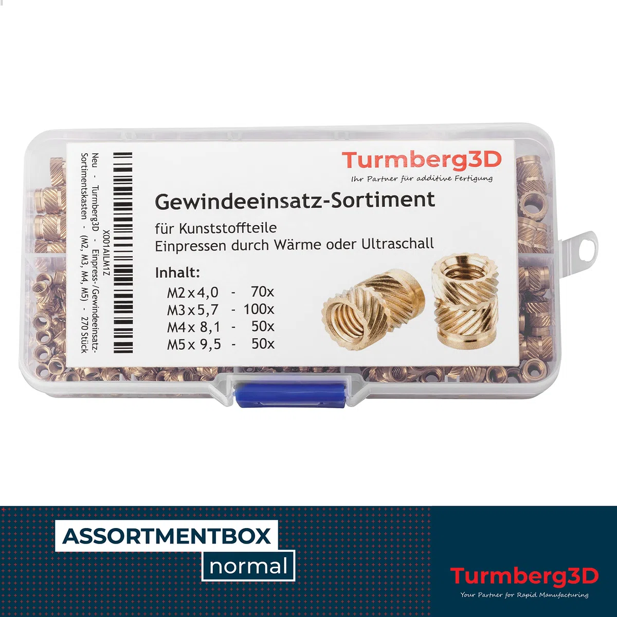 Surtido de insertos de rosca M2 / M3 / M4 / M5 (70/100/50/50 piezas) (caja de surtido)