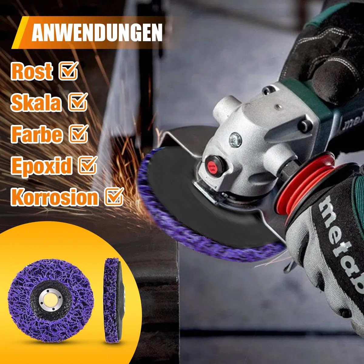 5 Piezas Discos de Limpieza, 125 mm Discos de Limpieza para Amoladora Angular, CSD disco para Amoladora Angular para Eliminación Oxido Pintura Descamación (Violet)