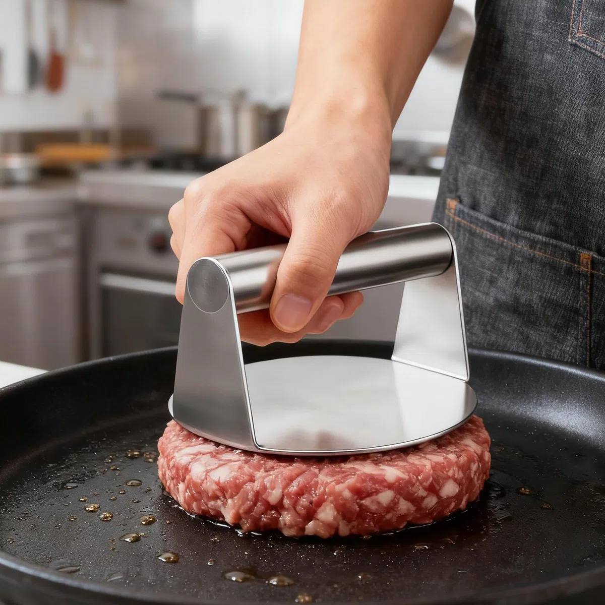 Prensa para hamburguesas, hamburguesas de acero inoxidable, prensa para hamburguesas, hamburguesas, hamburguesas, hamburguesas, prensa de carne Hambuger profesional para hacer petti de cocina