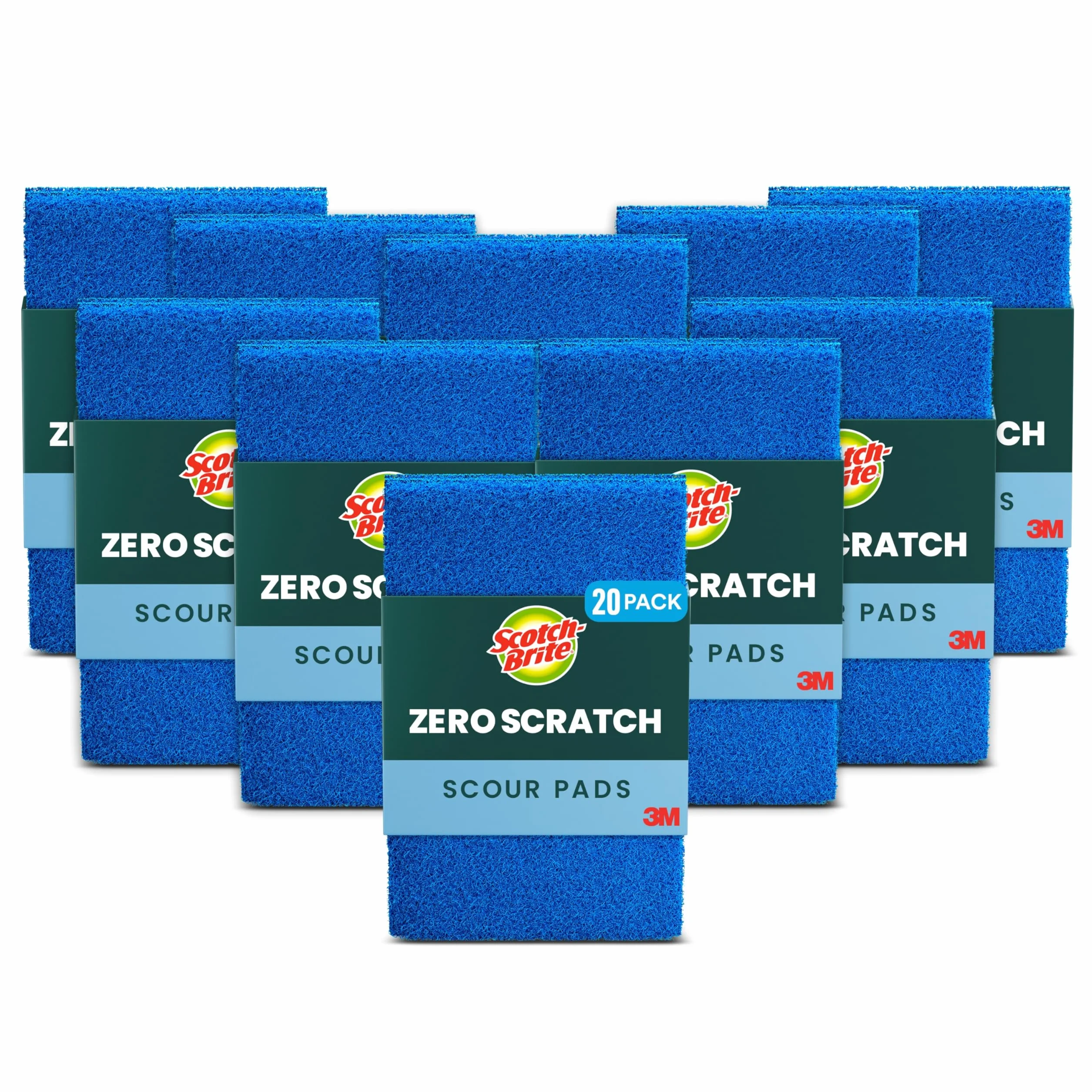 Scotch-Brite Estropajo antiarañazos, 20 Almohadillas, Azul, conteo