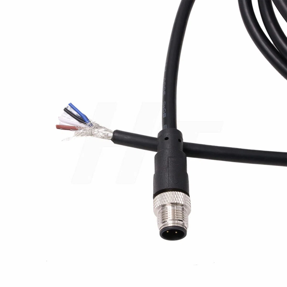 HangTon Cable de alimentación M12 A-Code de 4 pines macho para sensor de aviación a cable desnudo para automatización de control industrial, dispositivo de red DeviceNet, CANopen, IO Link, Profibus 2