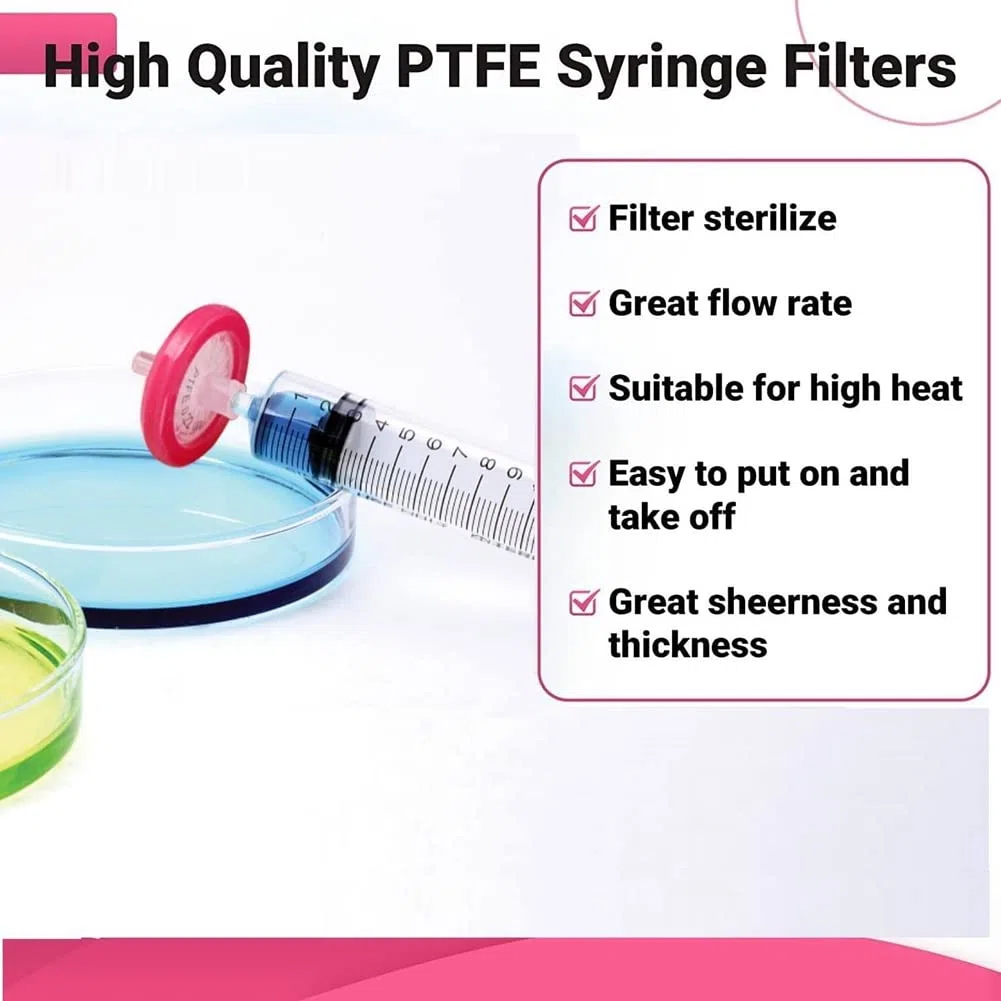 Energetic Paquete de 100 Filtros de Jeringa HidrofóBico Membrana de 0,22 Um FiltracióN de TamañO de Poro de 13 Mm Filtros de Laboratorio de Jeringa No EstéRiles
