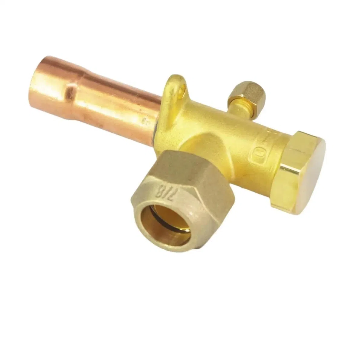 Válvula de bola Válvula De Cierre Angular 3 Vías For Aire Acondicionado, Compatible Con Tubos Cobre 3/8", 1/2", 5/8", 3/4" Y 1/4" Diámetro Exterior Tubería de presión(3/8")