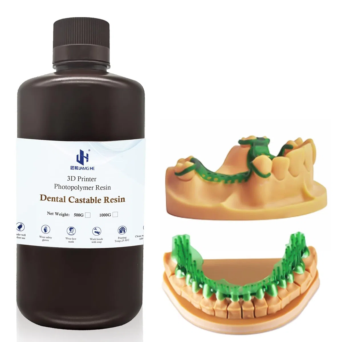 Resina de fotopolímero UV de 405 nm, ultrabajo, fácil de fundición para el marco de restauración de implantes dentales y corona 500 g