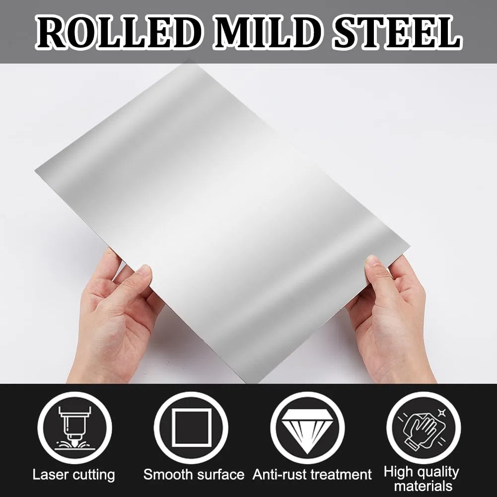 OLYCRAFT 2Pcs 30x20cm Cold Roll Hoja de Acero de 1,5 mm de Espesor rectángulo de Hoja de Acero de Acero de la Tira de Metal de la Placa de Chapa de Acero Laminado en frío