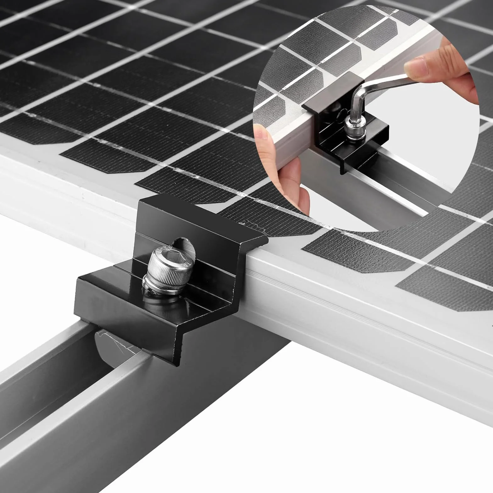 EXLECO 8 soportes para panel solar de aluminio, riel de fijación PV, soporte para panel solar