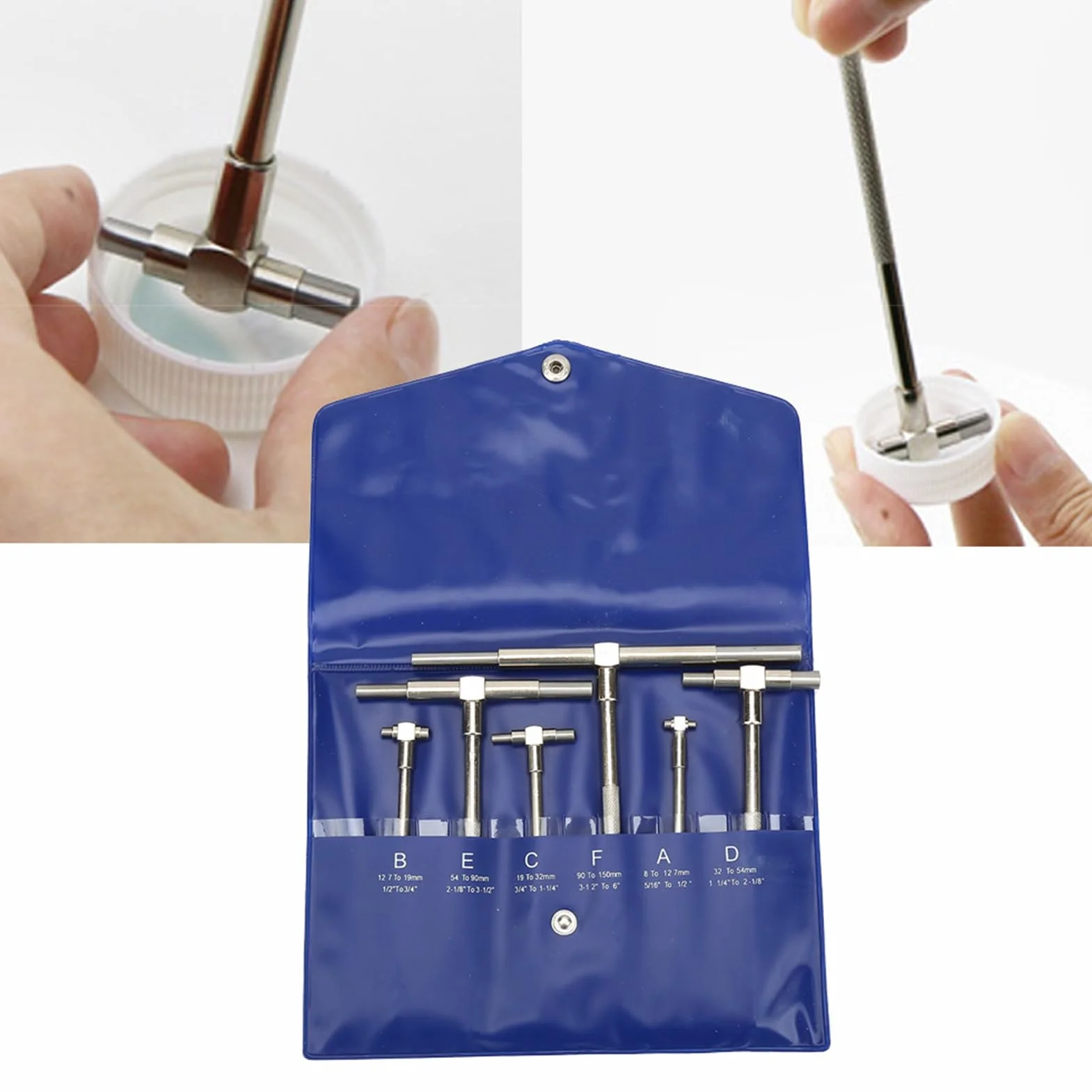 Gonnely Juego De Calibre Telescópico, 6 Piezas Calibre Telescópico de Precisión Herramientas de Medición de Micrómetro de Diámetro Interior Ajustable de 8-150 mm, Micrometro Medición Interna Kit