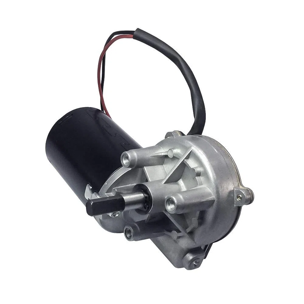 Motorreductor eléctrico de tornillo sin fin 12V 50rpm con doble eje plano (caja de engranajes izquierda), bajo nivel de ruido, apto para puertas de garaje.