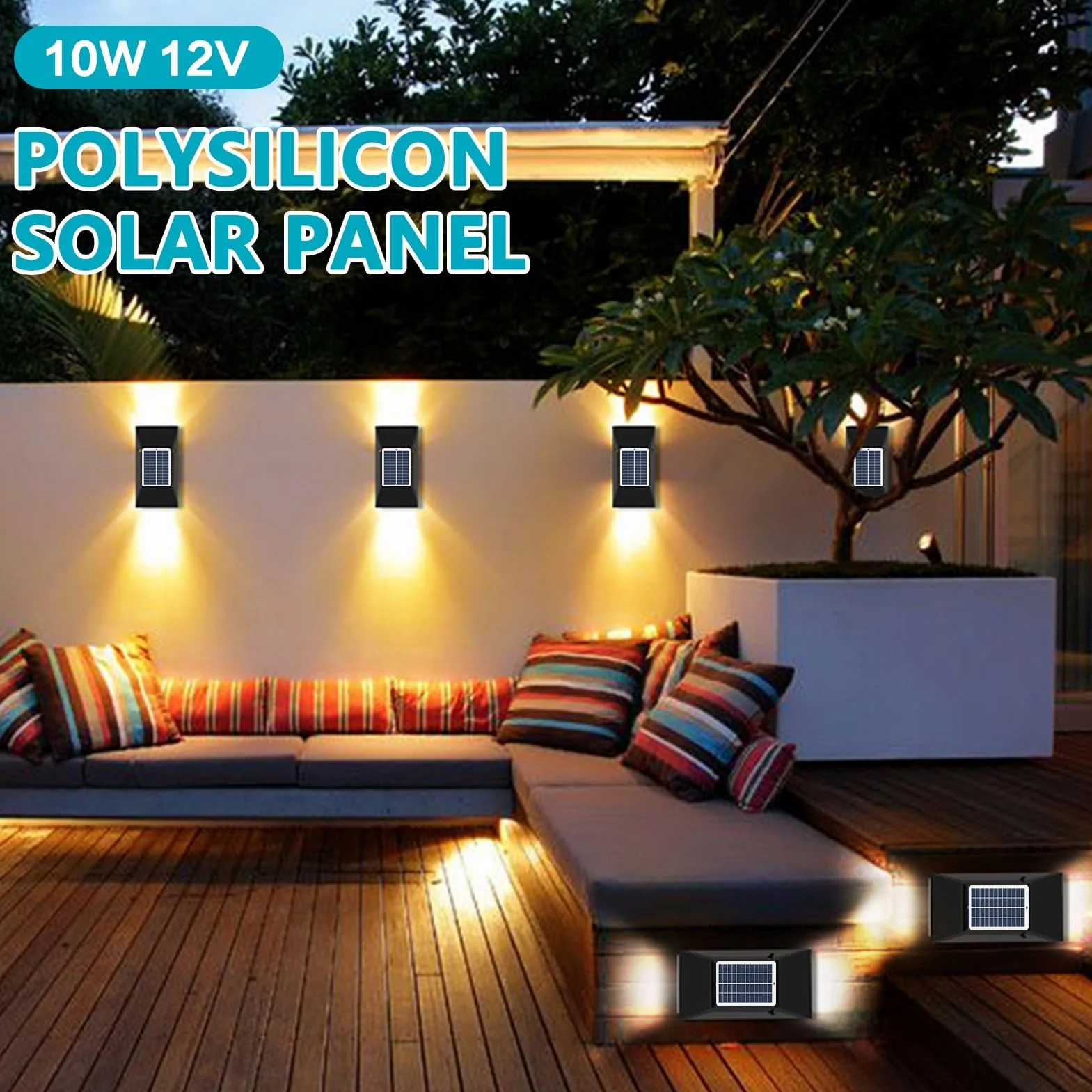 DEWIN Mini Panel Solar, 12V 10W Panel Solar Policristalino Módulo Cargador De Batería De Células Solares Placa Solar 12V for balcón de jardín al Aire Libre, luz Solar for Pasarela (Conector DC5.5)