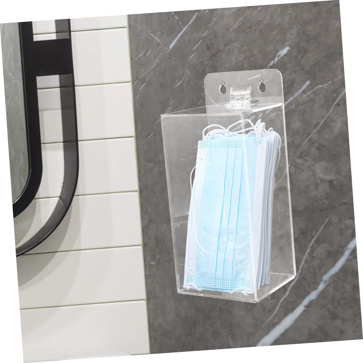 Mobestech Dispensador de guantes de pared transparente porta máscara y guantes, caja para dispensador de montaje en pared para laboratorios hospitales, oficinas, 9,45 x 4,02 x 3,74 in