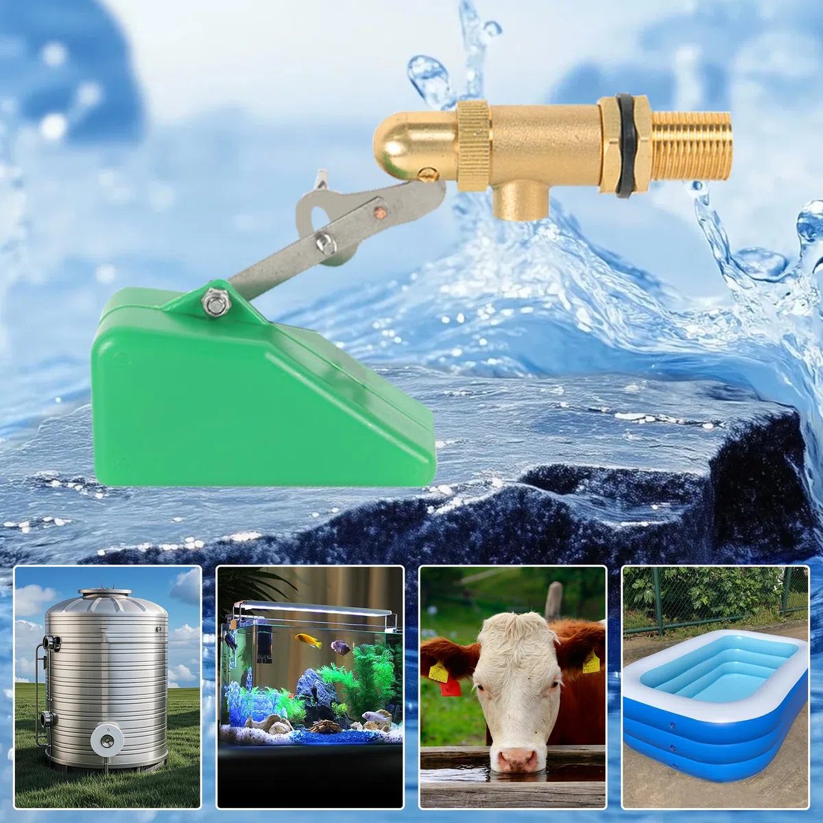 Válvula De Flotador De 1/2", 2 Interruptores De Flotador De Latón Con Flotador De Plástico Y Brazo Ajustable Válvula Llenado Automático Universal Para Tanques De Agua Y Bebederos