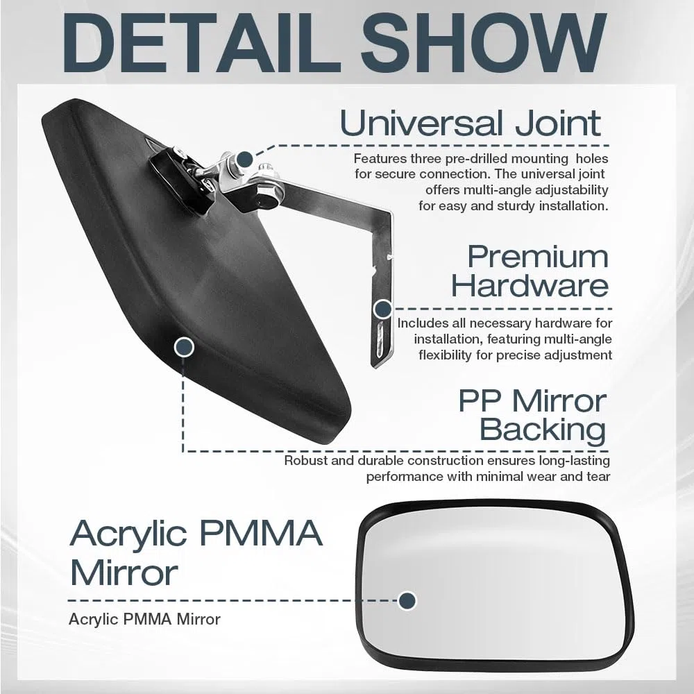 Espejo Convexo Ajustable, 16 x 19 cm, Gran Angular, Rectángulo, Acrílico, Espejo de Tráfico Seguridad para Familia, Garaje, Almacén, Comercio, Oficina, Interior y Exterior