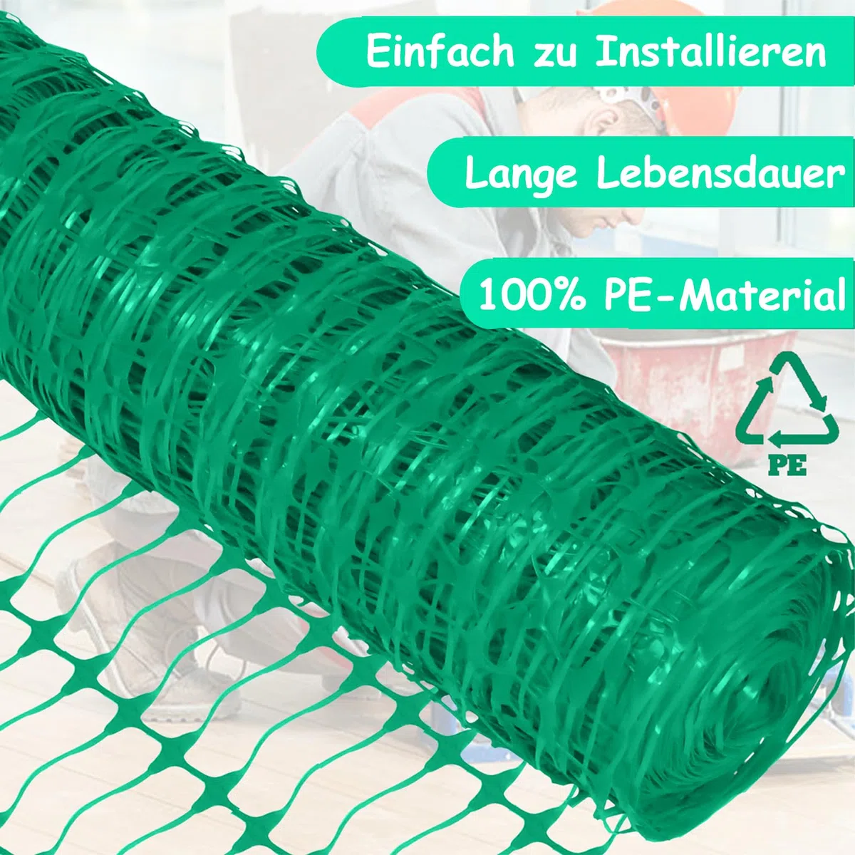 LARS360 1 x 30 m de valla de seguridad, red de protección de plástico para construcción, red de advertencia, sin flejes, verde (1 rollo)