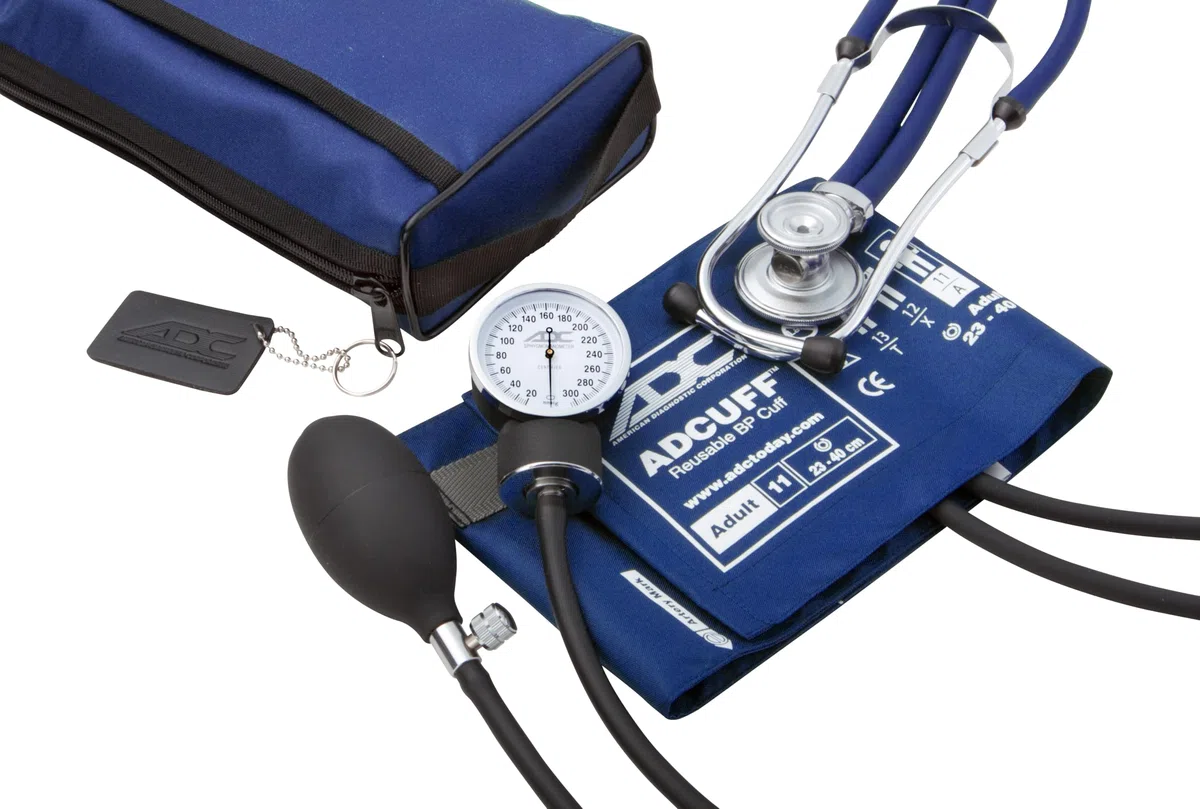 ADC Combo Ii Sr Kit de Esfigmomanómetro Aneroide/Estetoscopio Profesional de bolsillo para adultos formado por esfigmomanómetro Prosphyg 768 y Estetoscopio ADC Sprague 641