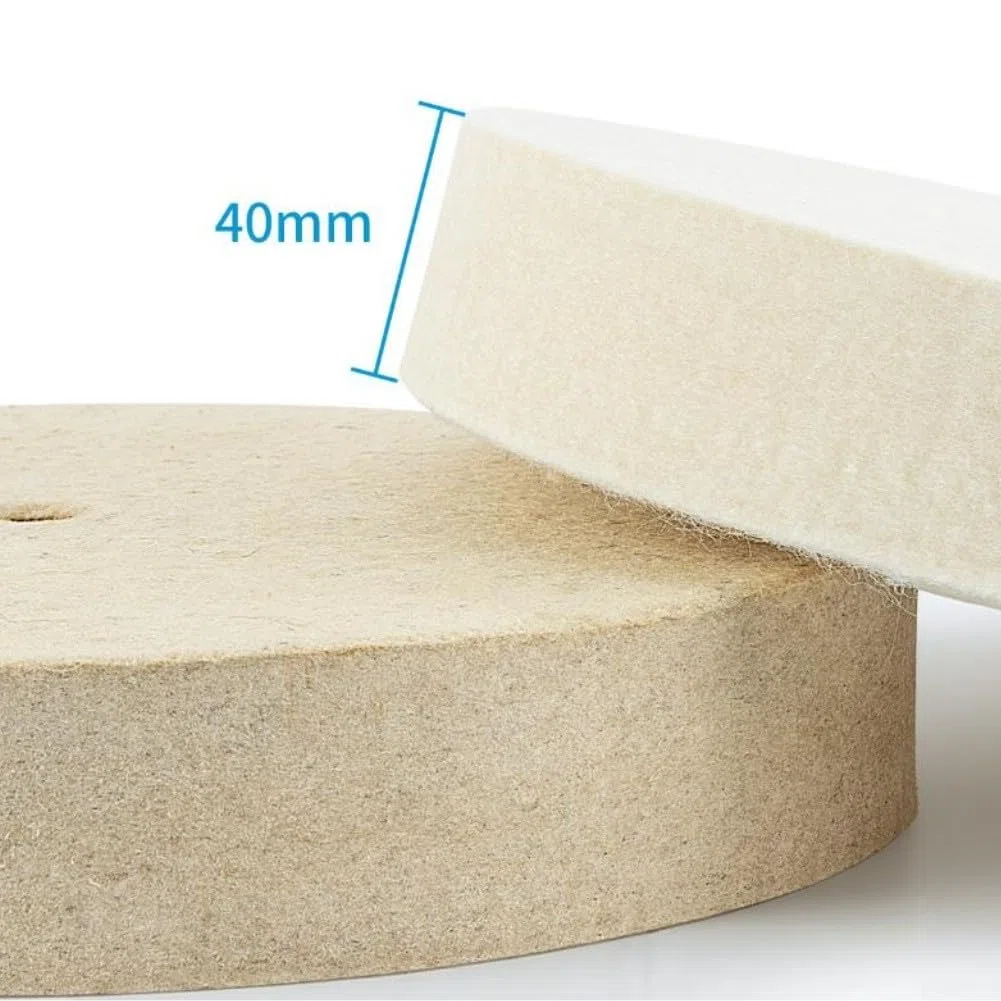 Rueda de pulido de lana plana de 250 mm x 40 mm, disco de pulido de fieltro fino o grueso para metal, acero inoxidable, madera, plástico para acabado de superficies, almohadilla de lana comprimida