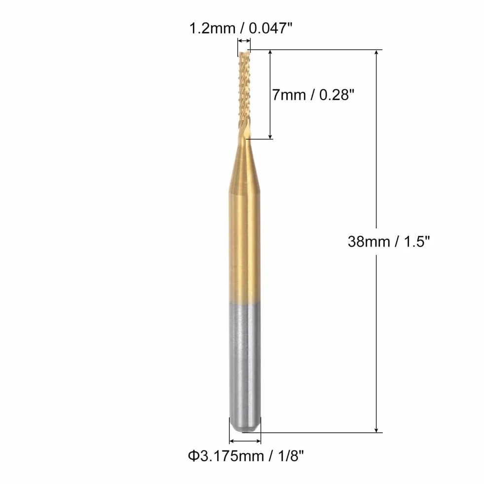 Nagoyuki 10 Piezas Fresa de Extremo de Carburo con Revestimiento de Titanio Fresa de Grabado Brocas de Enrutador CNC para Máquina PCB, Vástago de 1/8 de Pulgada 1,2 mm