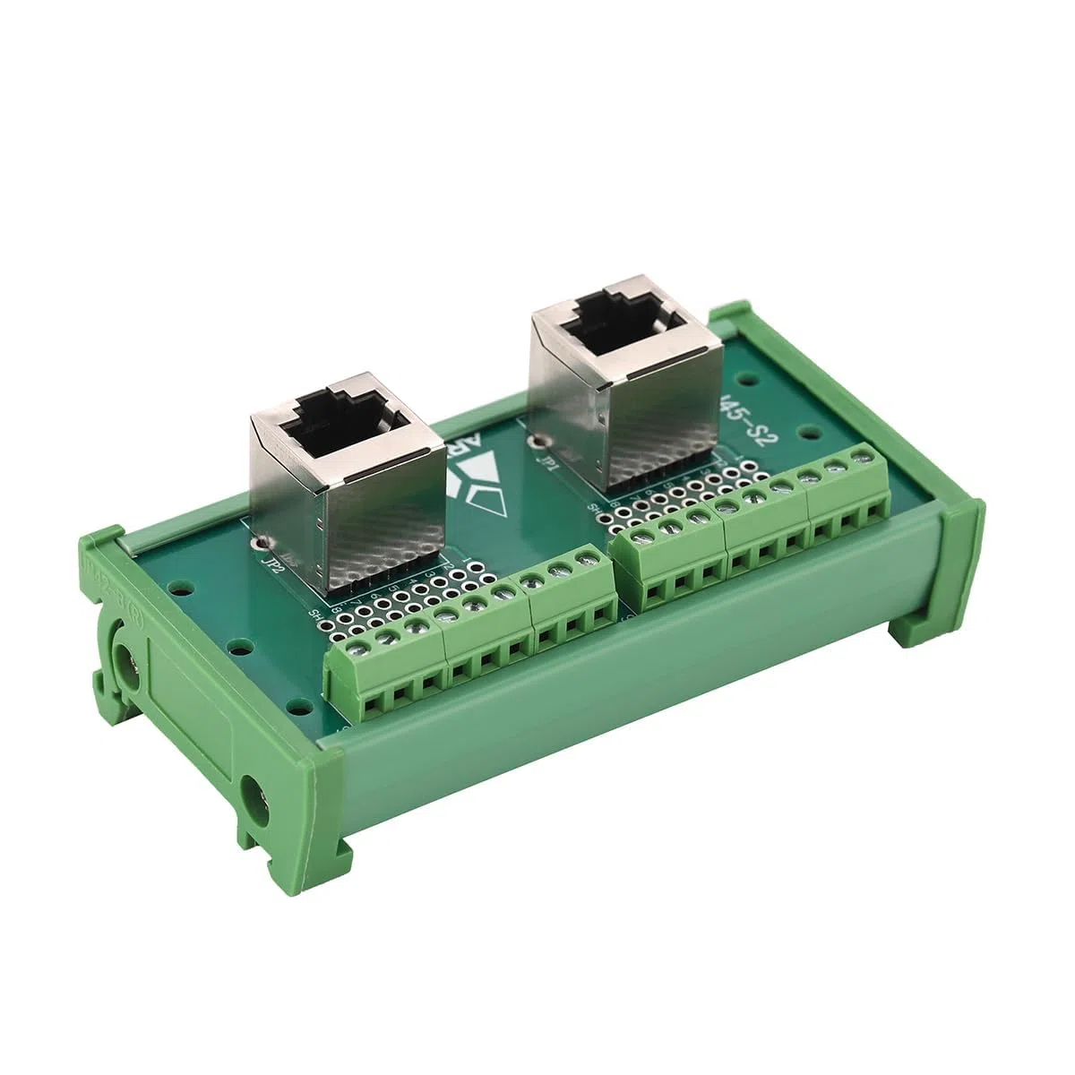 PENGLIN RJ45 8P8C DIN Montaje en carril Ethernet Conector Distribuidor Placa Breakout Board Dos Vías RJ45 Vertical Hembras Adaptador