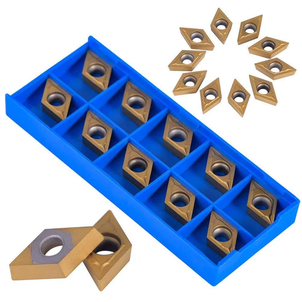 10 Piezas de Insertos de Torno de Carburo CNC DCMT Insertos de Torneado Herramientas de Torneado de Torno con Caja