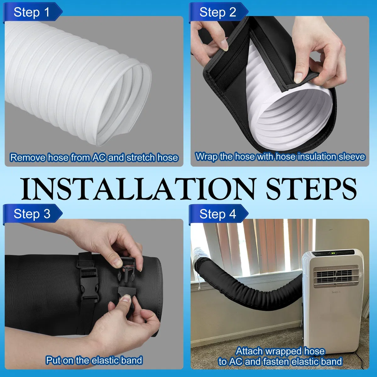 Funda de Aislamiento Portátil para Manguera de Aire Acondicionado, Cubierta para Manguera de Aire Acondicionado, Cubierta Tubo Aire Acondicionado Portatil para Conducto de Escape de 5 y 5.9 Pulgadas