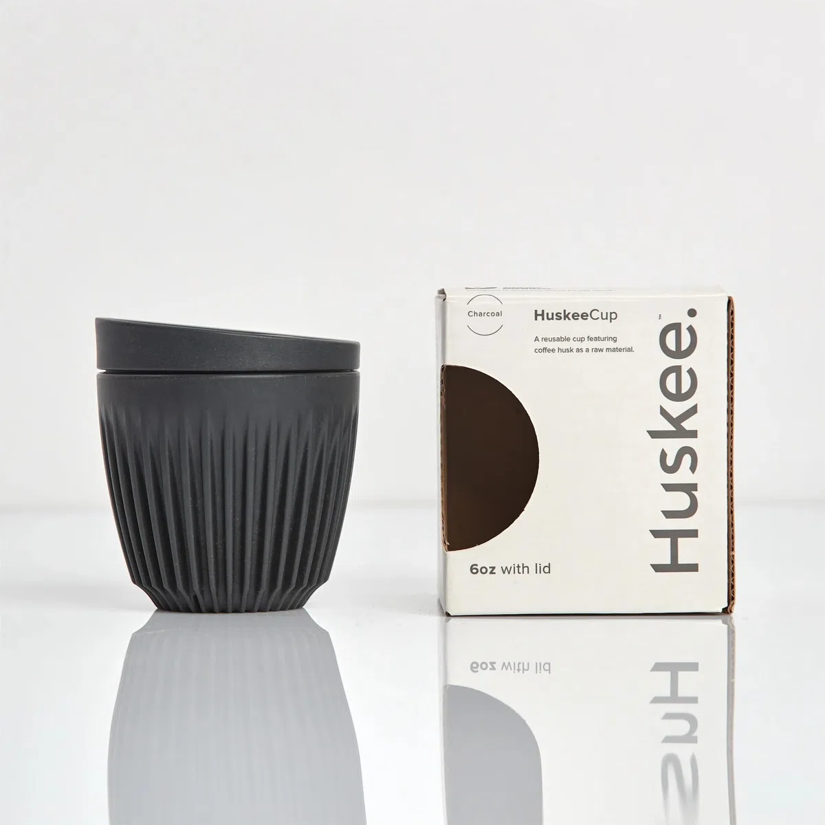HUSKEE 6oz HuskeeCup - Taza y Tapa de café y té de cáscara de café (Color Natural)