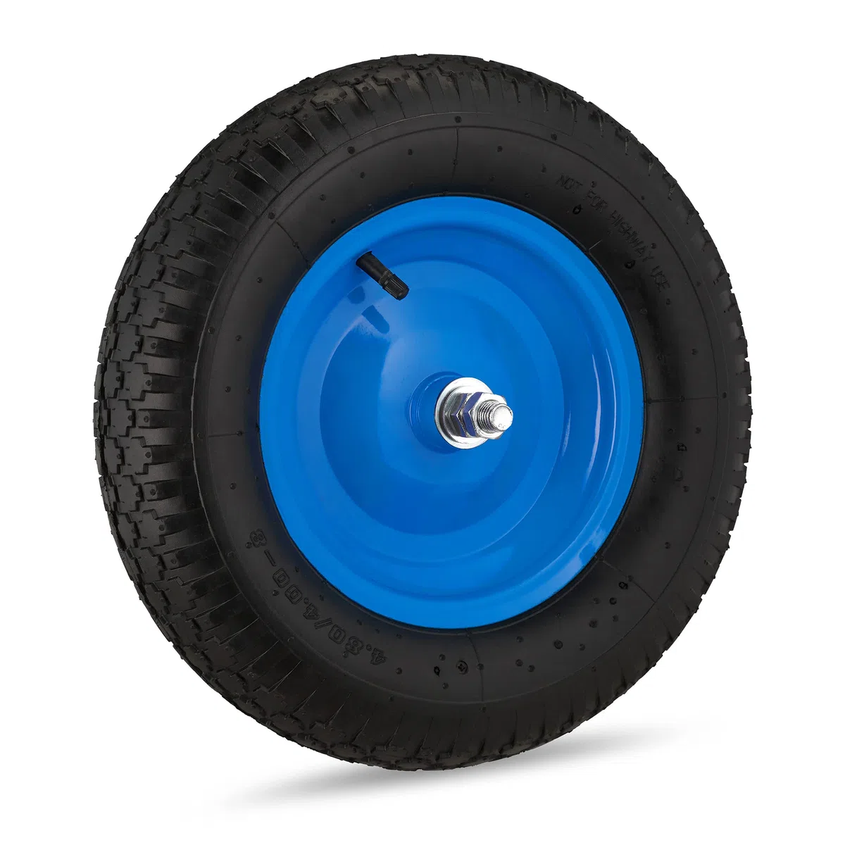 Relaxdays Rueda Carretilla 4.80 4.00-8, Eje, 2PR, Neumática, Recambio Carrito, hasta 120 kg, Llanta Acero, Negro y Azul
