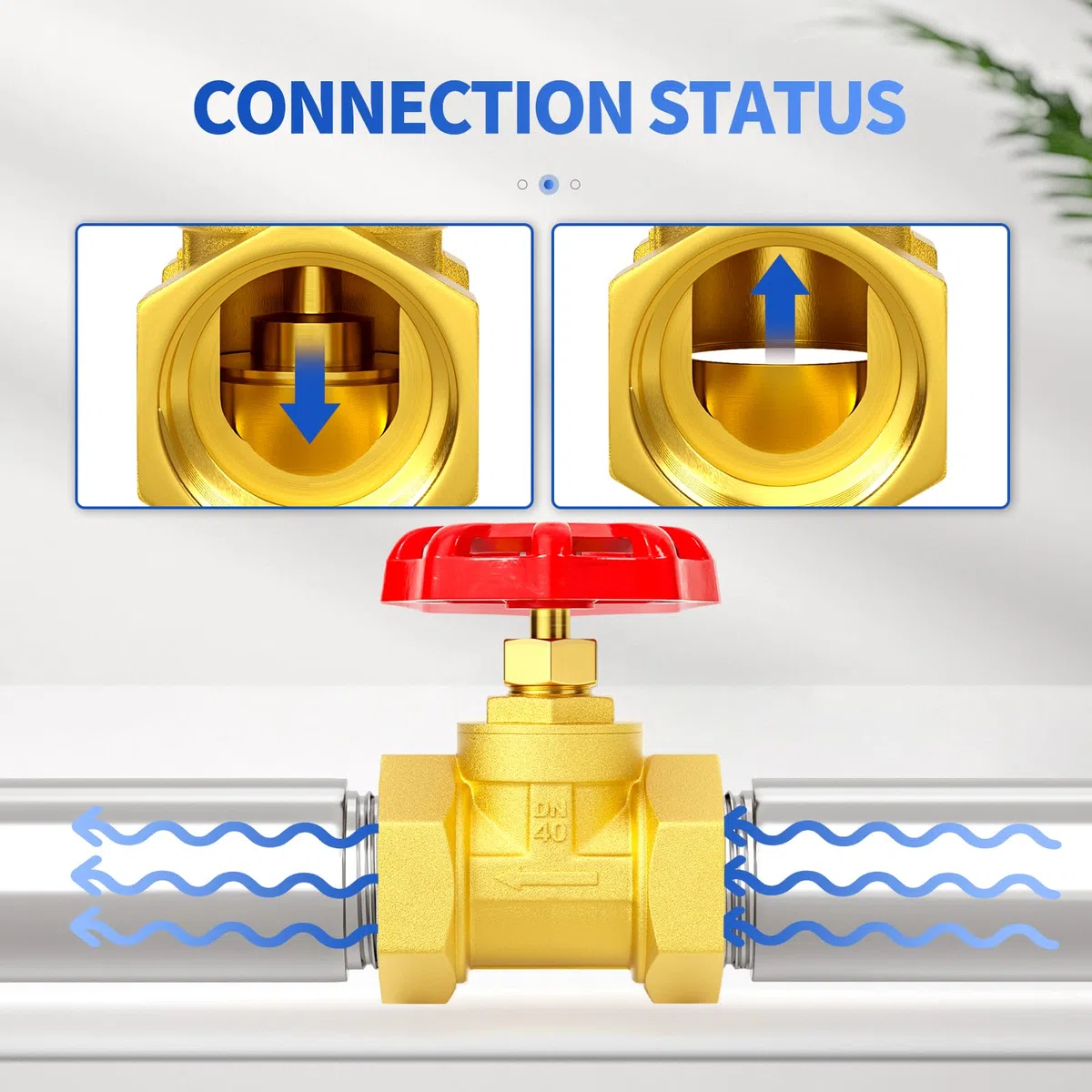 Válvula de globo industrial de latón de alta resistencia de 1-1/2" BSP con manija de rueda para agua, aceite y gas