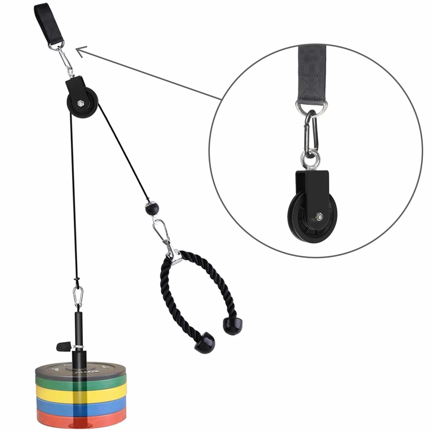 LFJ Poleas para Cables Cuerda con Correa de Oscilación Mosquetón, Poleas Tendedero Gimnasio Musculacion (2Pcs)