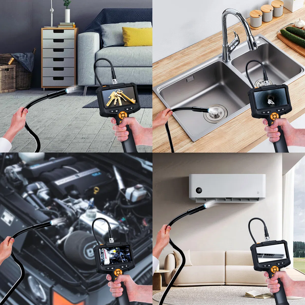Daxiongmao Cámara Endoscópica con Luz, Impermeable IP67, 1080p HD, 16.5 Pies, USB, Negro