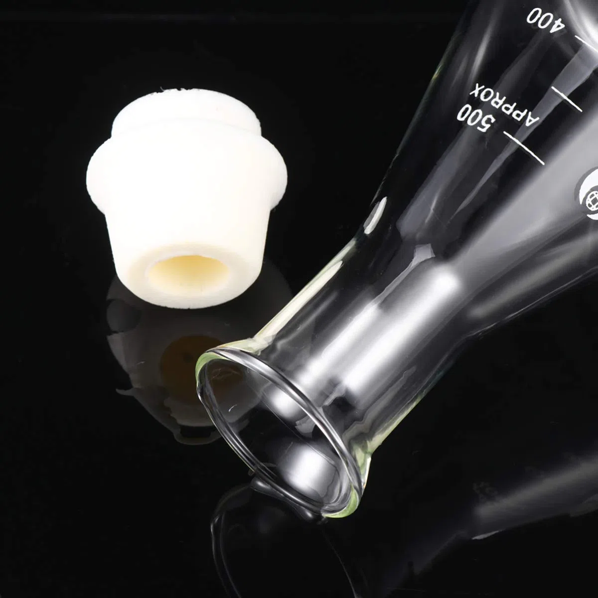UKCOCO 1 Pc Matraz De Vidrio Juego De Matraces Matraz Erlenmeyer 500ml Matraz Triangular De Vidrio Con Tapón Matraz Cónico Para Química Traje Boca Ancha Dosis De