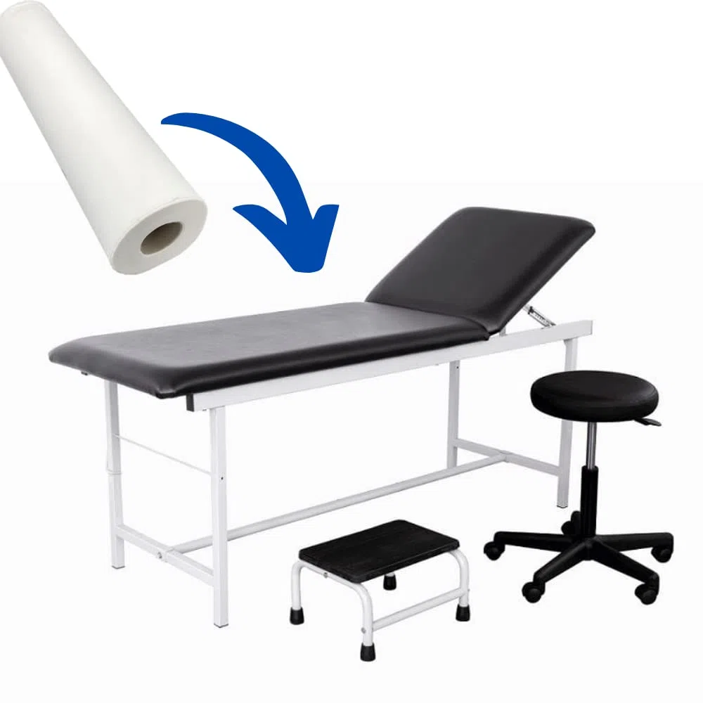 DSTOCK60- 9 Rollos para camilla de papel gofrado desechable blanco doble capa con precorte 50x35cm, 135 hojas- guata de celulosa pura- sábanas médicas en rollo de papel con relieve