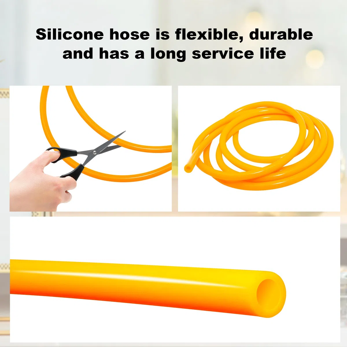 Tubo de silicona de 10 mm de diámetro interior x 14 mm de diámetro exterior de 3 m, tubo de silicona flexible para bomba de aire de agua (naranja)
