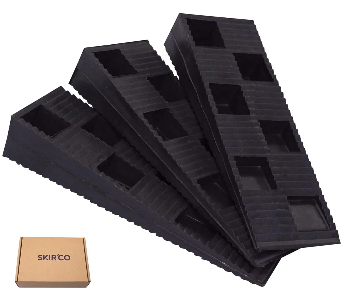 SKIR'CO (40 piezas) Cuñas Acanaladas de Plástico Negro, 90 x 30 x 15 mm, Cuñas de Montaje, para Nivelación y Espaciado