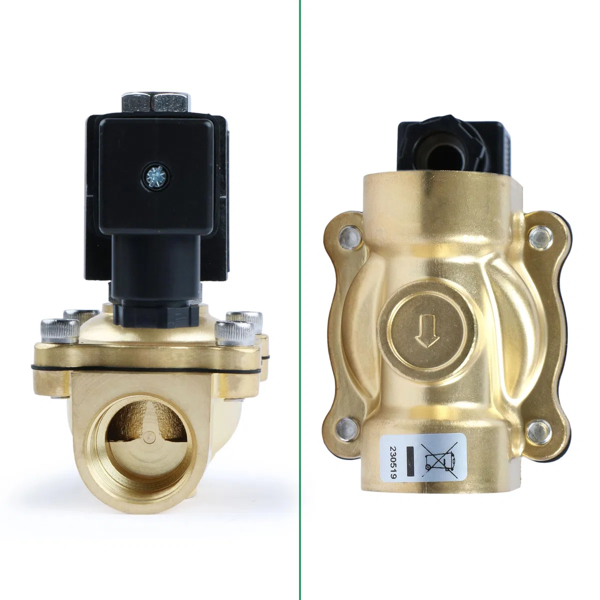 U.S. Solid Electroválvula latón G 3/4 pulgada 220 V CA normalmente cerrada NC 10 bar, válvula eléctrica para agua, aire, diésel, queroseno, gasolina