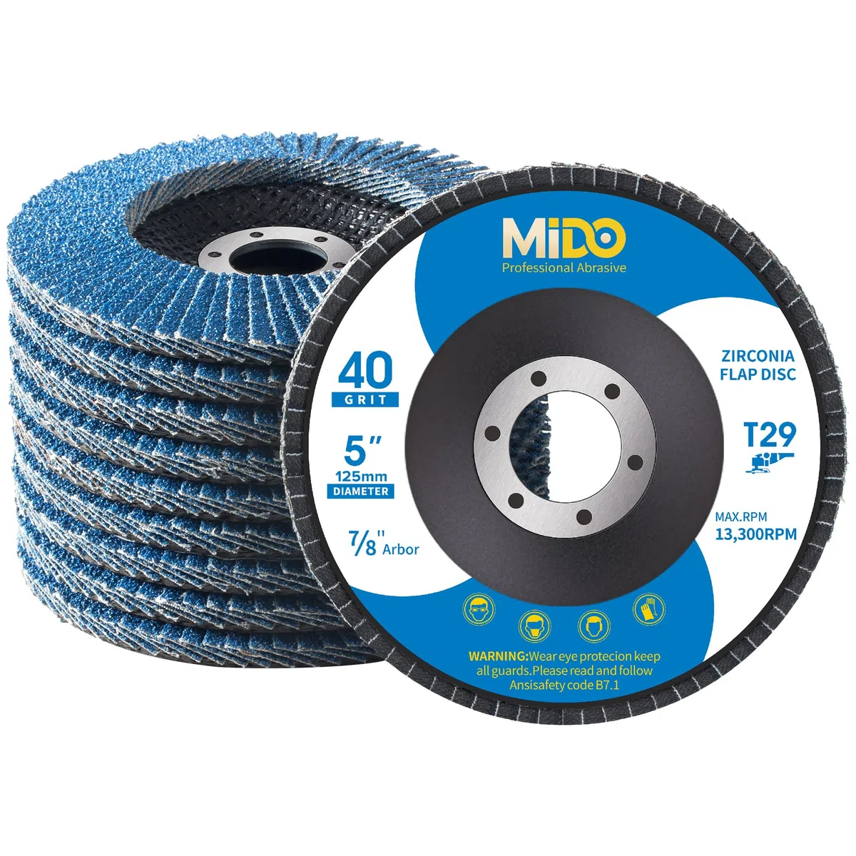 Discos de solapa de 125 mm, grano 40, 10 paquetes de discos abrasivos tipo 29 discos de lijado, discos de lijado para amoladora angular a lijar metal madera