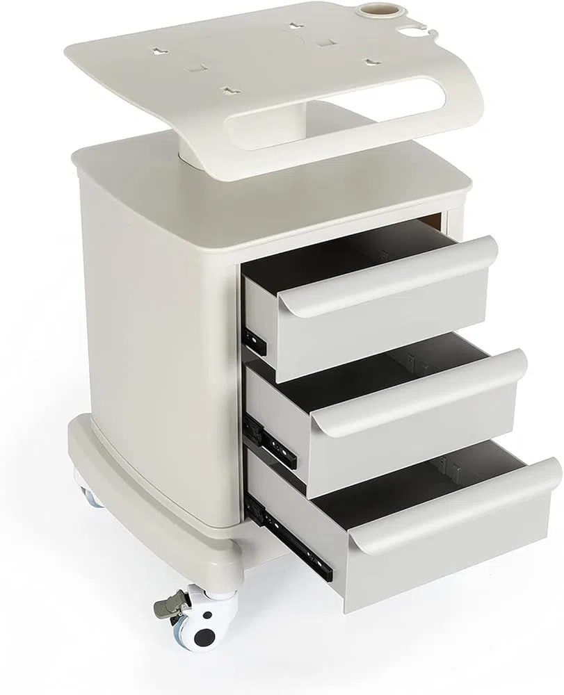 Carrito de almacenamiento móvil con ruedas y cajones para equipos médicos, herramientas de salón y suministros de oficina
