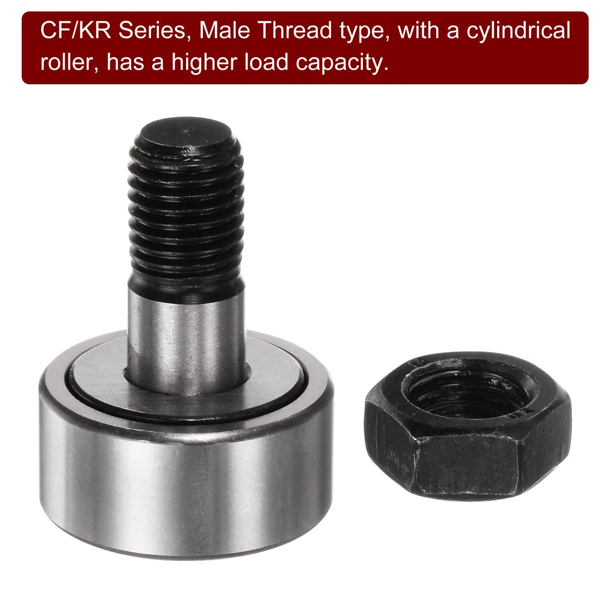 sourcing map 4uds CF12 Leva Seguidor KR30 Aguja Rodillo Rodamiento M12x1.5mm Macho Rosca 30mm Rodillo Diámetro Perno Tipo 14,5mm Rodillo Ancho Miniatura Pista Rodillo Rodamientos
