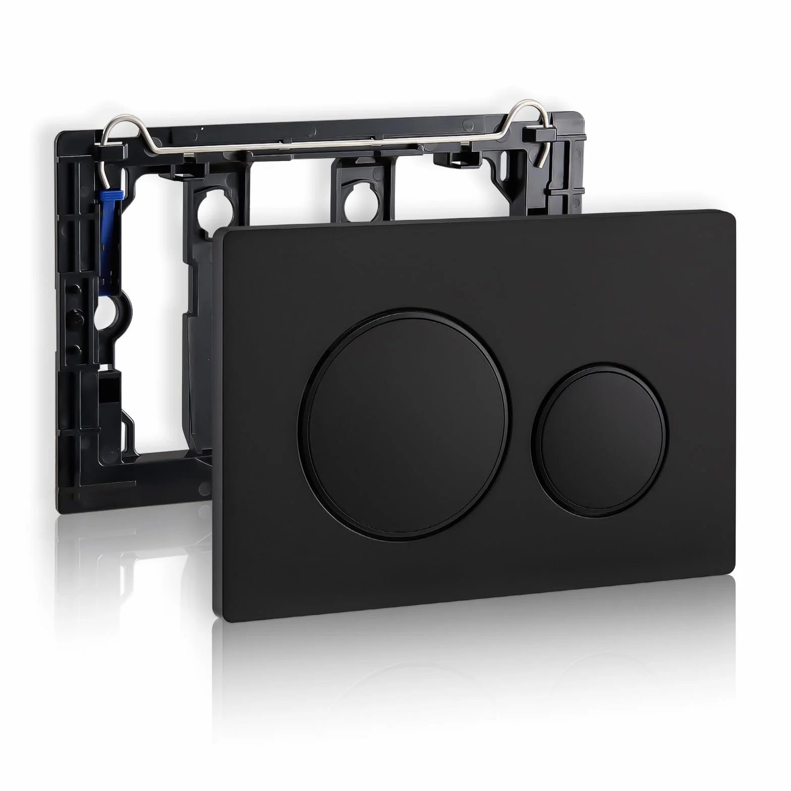 Empyreal placa actuador reemplazo panel frontal de cisterna de inodoro, con juego de varillas de descarga y marco de fijación, para Geberit Sigma 20, descarga doble, 1 unidad (Anillo negro y negro）