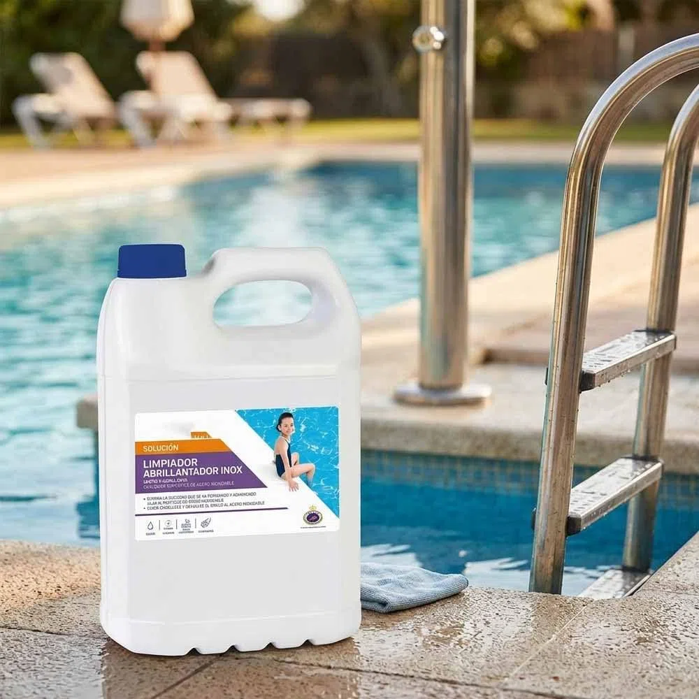 Suinga Limpiador Abrillantador de Acero Inoxidable para Piscina 5 litros | Limpieza Profesional y Brillo Duradero | Mantenimiento Eficiente de Equipos y Superficies de Piscinas
