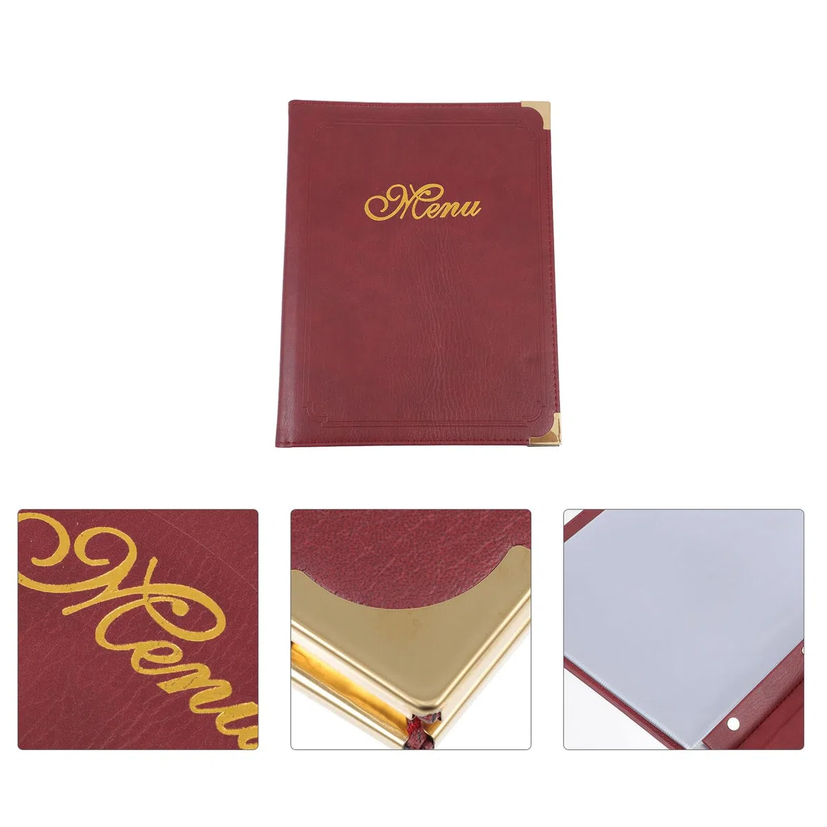 Homoyoyo Carpeta para Mostrar Menú Tamaño A4 Piel Sintética Color Vino Cubierta Transparente Soporte para Menús Restaurantes y Bares Adecuado para Presentación y Organización Profesional