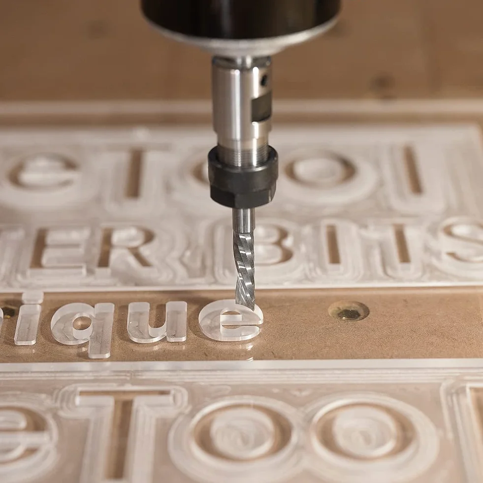 SpeTool Fresas para Madera 8mm para Aluminio Fresa Corte Aluminio Fresa de un Solo Filo Fresa CNC de Carburo de Tungsteno Sólido Longitud de Corte de 32mm Fresas para Acrilico PVC MDF Plástico