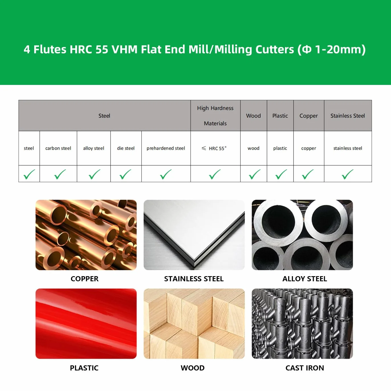 Fresa de carburo (2 mm, 4 dientes/filos, HRC 55, Altin, negro, revestimiento CNC, fresado en punta, VHM, para acero metálico, madera acrílica, plástico