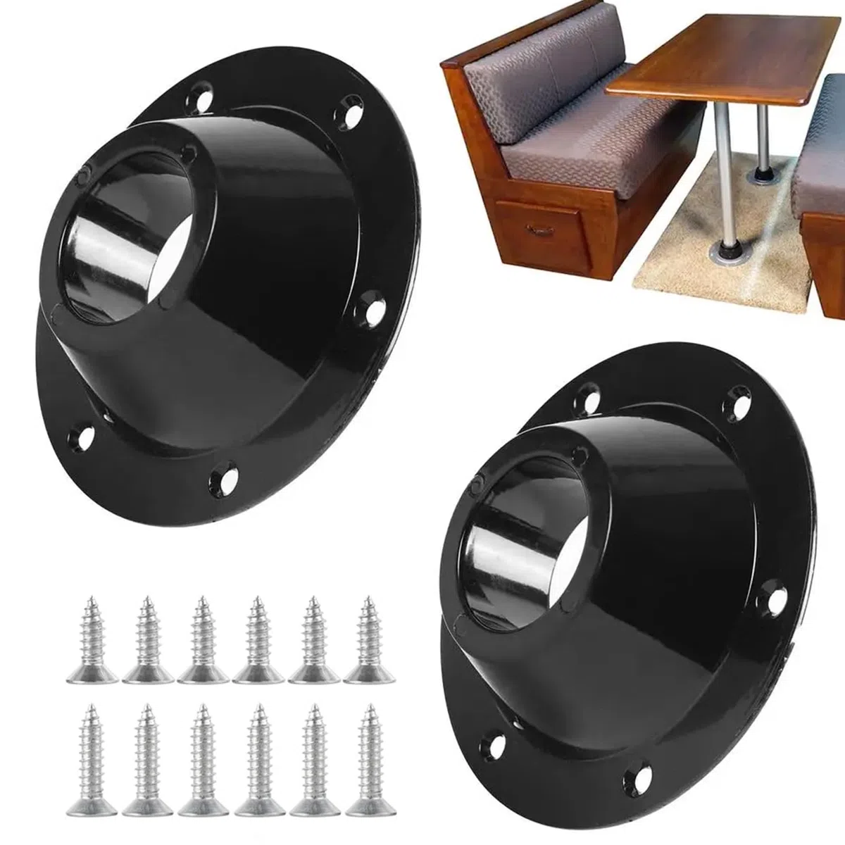 Base de mesa con brida para patas de mesa, mesa de comedor y base de montaje en suelo para remolque, incluye tornillos