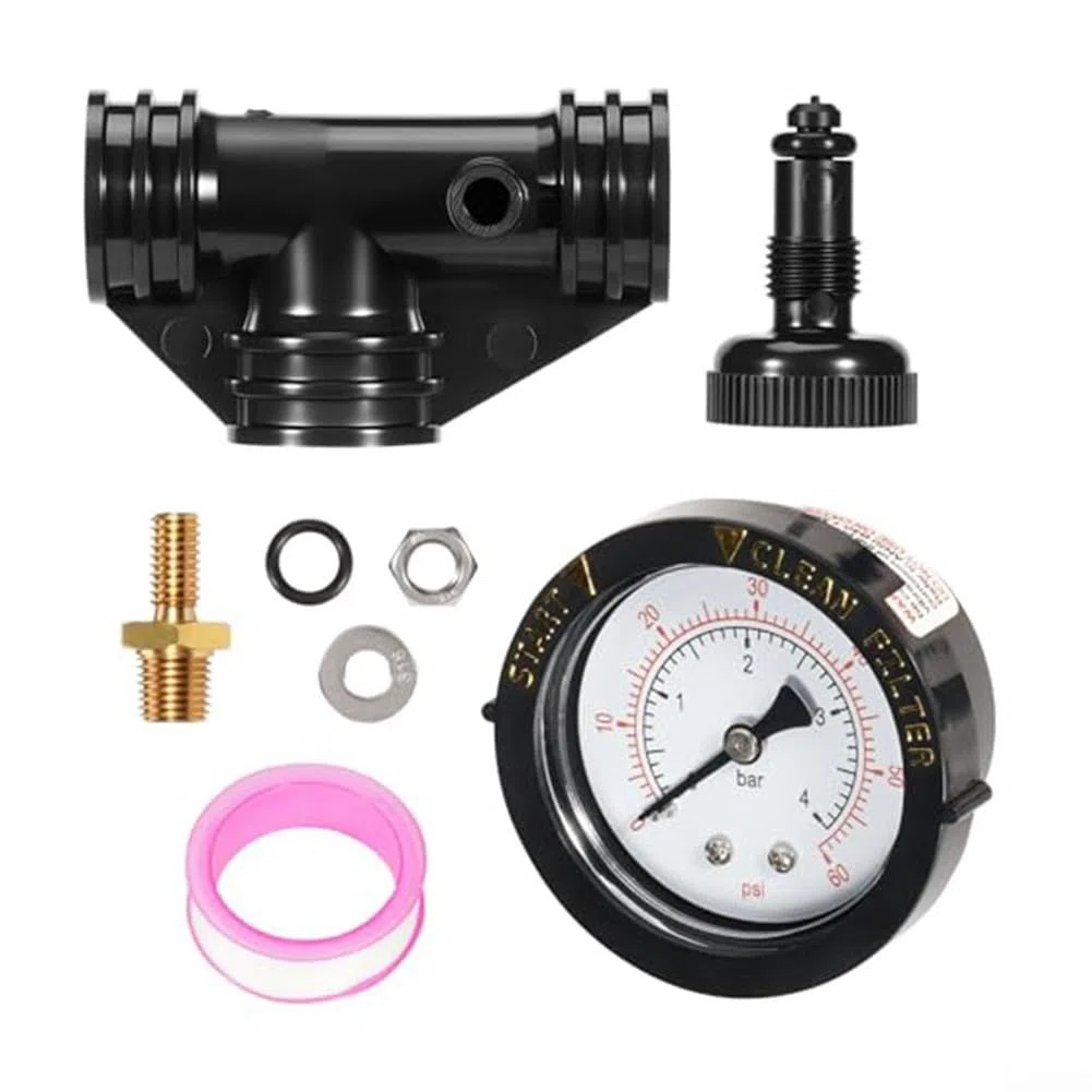 Kit de válvula de alivio de presión de liberación de aire con juntas tóricas, medidor de presión y llave, compatible con Pentair, para filtro de arena Triton II para TR40, TR50, TR60, TR100