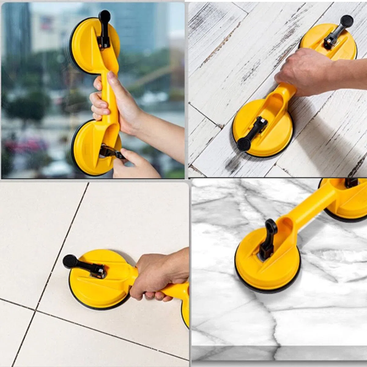 Ventosas para Azulejos Ventosa para Cristal Ventosa Doble 100kg Ventosa de Elevación para Transportar Objetos Voluminosos y Pesados, Vidrio, Maderas, Pisos, Superficie Lisa